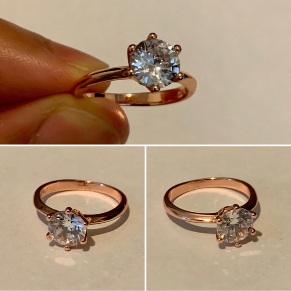 18K Rose Gold Diamond Ring Size 6 - Picture 1 of 13